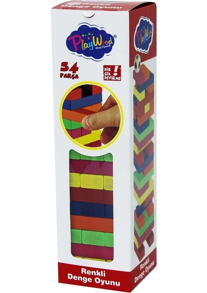 Renkli Ahşap Denge Oyunu 54 Parça fiyatları