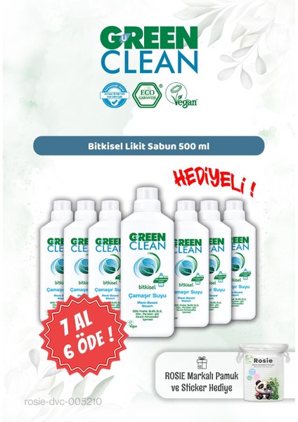 7 Al 6 Öde Green Clean Bitkisel Çamaşır Suyu 1000 ml ve Rosie Hediye