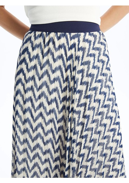 Lcw Modest Lacivert Beli Lastikli Rahat Kalıp Desenli Kadın Etek fiyatları
