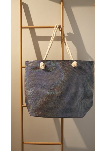 Kadın Lüster Çanta - Renkli - Fermuarlı- 50*35 Cm- Plaj Çantası