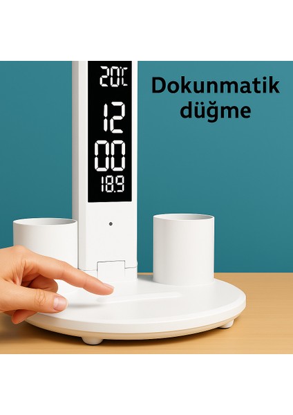 Çift Başlıklı LED Masa Lambası – Katlanabilir, Dokunmatik, Takvimli ve Saatli USB Okuma Lambası | Yatak Odası ve Çalışma Masası Için Çok Fonksiyonlu Aydınlatma modelleri