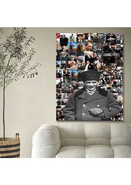Çoklu Atatürk Resmi Kanvas Tablo Canvas Duvar Dekarasyon Duvar Süsü Ölçü Seçmeyi Unutmayınız :)