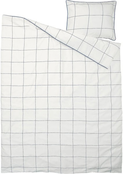 Bredvecklare Nevresim Seti Tek Kişilik 150 × 200 cm Beyaz Mavi Kareli Desen fiyatları