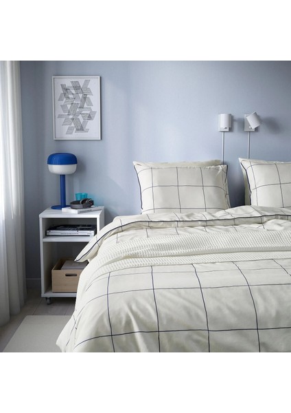 Bredvecklare Nevresim Seti Tek Kişilik 150 × 200 cm Beyaz Mavi Kareli Desen fırsatları