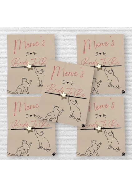 Bride To Be Hediyelik 5 Adet 9X11CM Kart Tasarımı ile Plastik Gümüş Yıldız Bileklik