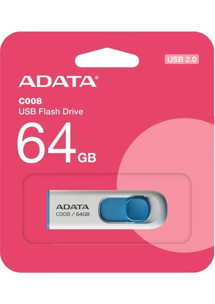 C008-64GB Usb2.0 Classic (White + Blue) Flash Bellek fiyatları