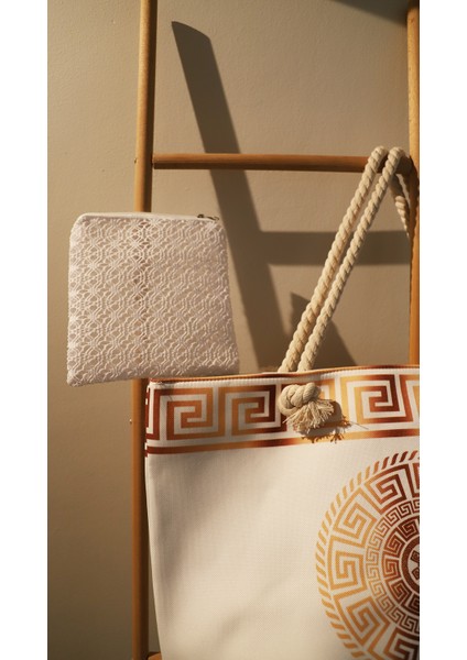 Kadın Lüks Desen Çanta - Fermuarlı- 50*35 Cm- Plaj Çantası indirimleri