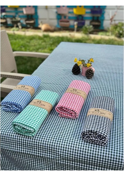 Yer Sofrası Sofra Bezi Piknik Için Masa Örtüsü Zefir Kare Desenli