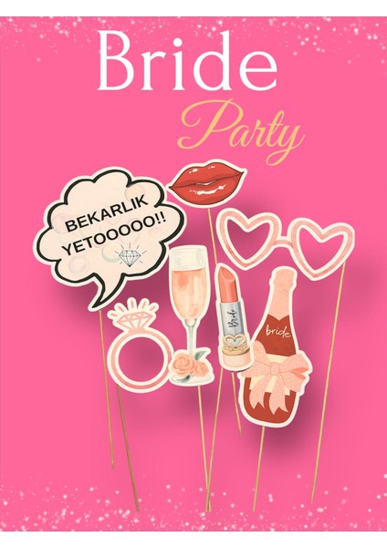 Bride To Be Bekarlığa Veda Parti Konuşma Balonu & Fotoğraf Çubuğu Seti – 7 Parça