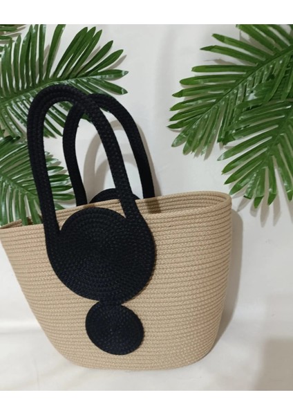 Tress Bej Kadın Omuz Siyah Askılı Plaj Çantası fiyatları