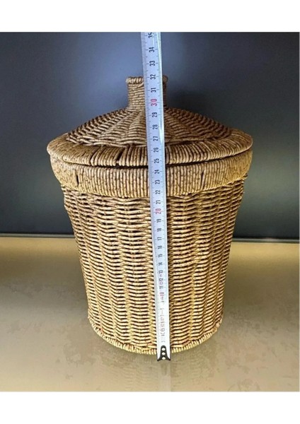 Wicker Orta Boy Hasır Kapaklı Patates Soğan Sepet Sunum Sebzelik Örgü Çamaşır Sepeti Dekor indirimleri