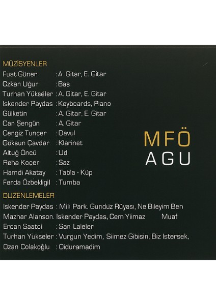 Mfö – Agu (2012) CD | Sarı Laleler Albümü fiyatları