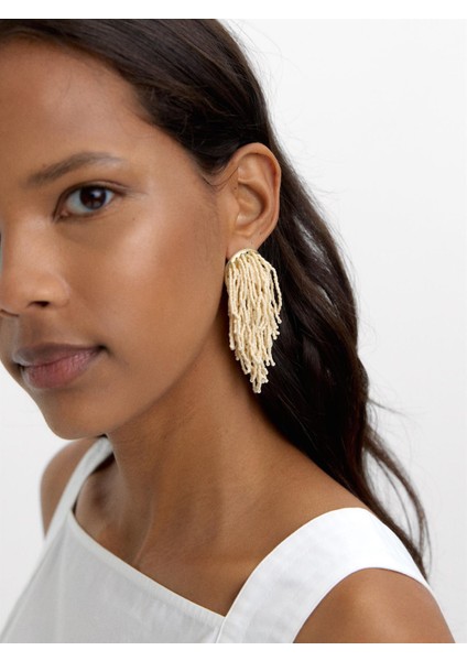 Boncuk Detaylı Uzun Küpe modelleri