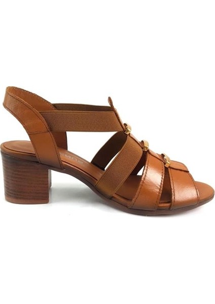 1857227 Günlük Hakiki Deri Bayan Sandalet-Taba modelleri