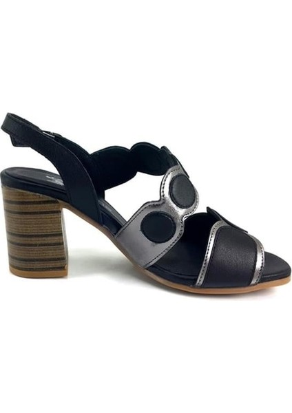 2108513 Günlük Hakiki Deri Bayan Sandalet-Siyah modelleri