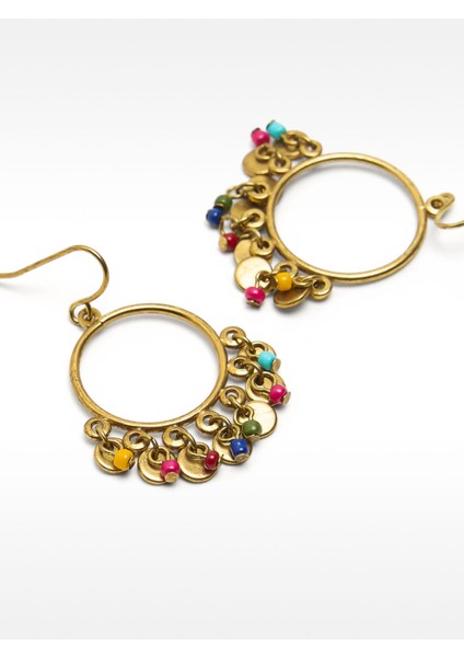 Çok Renkli Boncuklu Küpe