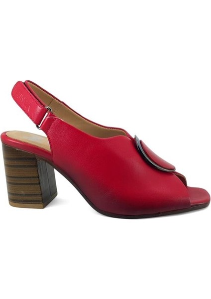 2108518 Günlük Hakiki Deri Bayan Sandalet-Kırmızı fiyatları