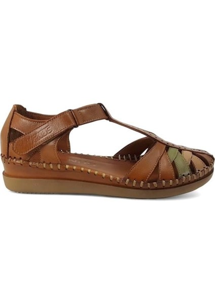 25033540 Günlük Hakiki Deri Bayan Sandalet-Taba fiyatları