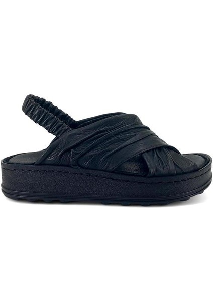 2585HAKIKI Deri Günlük Kadın Sandalet-Siyah fiyatları