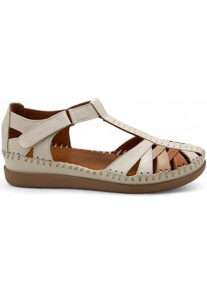 25033540 Günlük Hakiki Deri Bayan Sandalet-Bej fiyatları