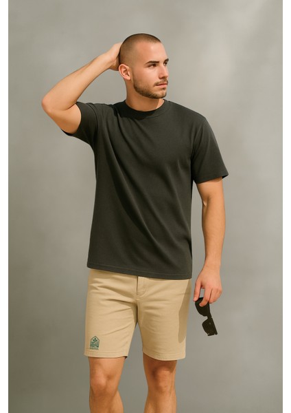 Store %100 Organik Pamuk Nefes Alan Tok Yumuşak Dokulu Premium Yarım Oversize Bisiklet Yaka Basic Erkek/Unisex Tişört Antrasit fiyatları