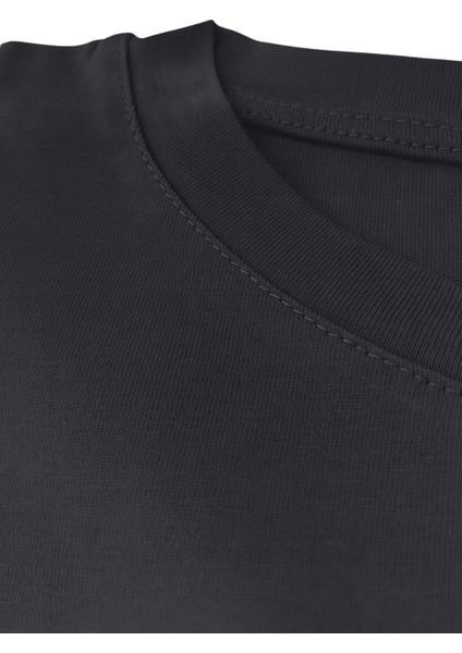 Store %100 Organik Pamuk Nefes Alan Tok Yumuşak Dokulu Premium Yarım Oversize Bisiklet Yaka Basic Erkek/Unisex Tişört Antrasit indirimleri