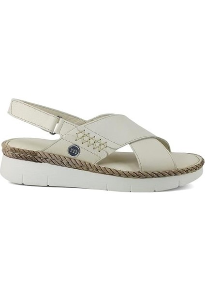 2515 Hakiki Deri Günlük Kadın Sandalet-Krem modelleri