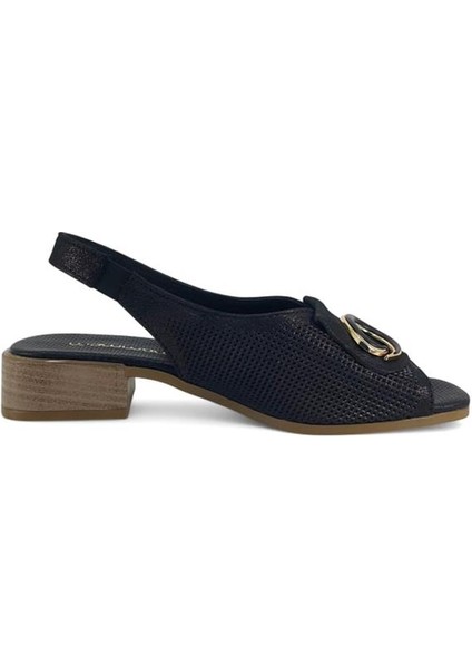 2720 Hakiki Deri Günlük Kadın Sandalet-Siyah Çelik modelleri