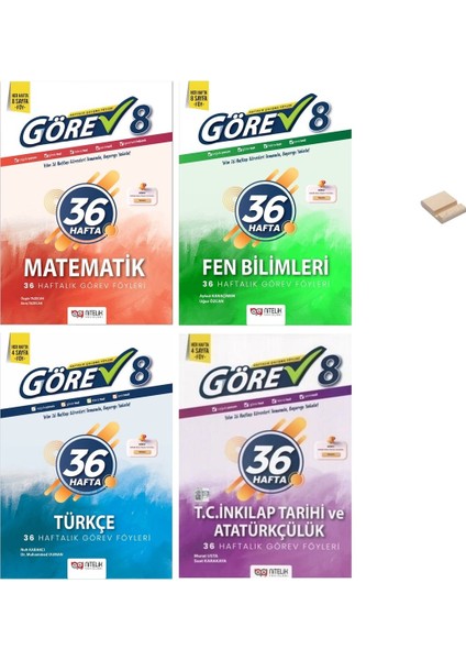 Lgs 8. Sınıf Matematik Fentürkçe ve Inkılap 4lü Set 36 Haftalık Görev Föyleri + Telefon Tutucu