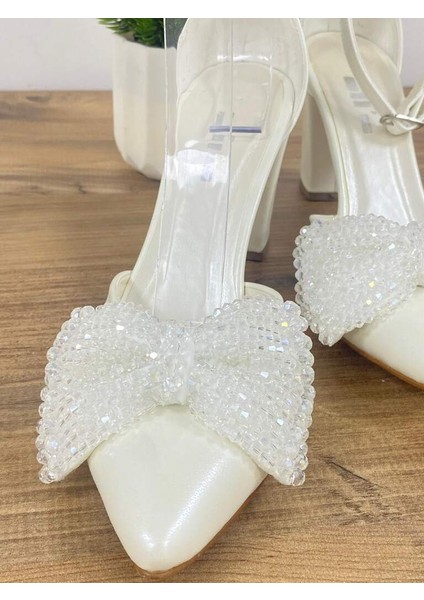 0000050 8 cm Fiyonk Detaylı Yüksek Topuklu Gelin & Abiye Ayakkabısı modelleri