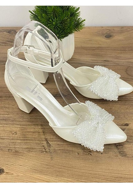 0000050 8 cm Fiyonk Detaylı Yüksek Topuklu Gelin & Abiye Ayakkabısı indirimleri