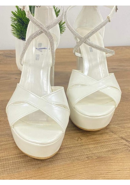 0000051 11 cm Zincir Taşlı Yüksek Topuklu Gelin & Abiye Ayakkabısı fiyatları