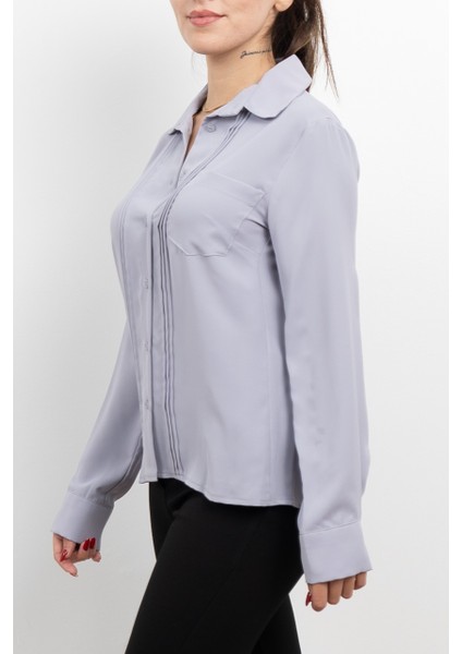 Nervür Dikişli Cepli Şifon Gömlek 7998 fiyatları