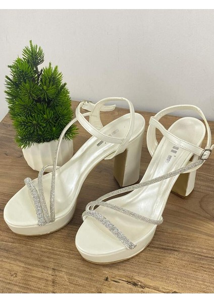 0000049 12 cm Taş Detay Yüksek Topuklu Gelin & Abiye Ayakkabısı modelleri