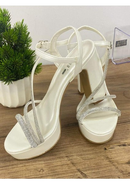 0000049 12 cm Taş Detay Yüksek Topuklu Gelin & Abiye Ayakkabısı indirimleri