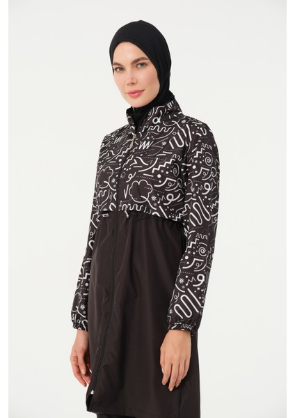 Kadın Jileli Hızlı Kuruyan Tam Kapalı Tesettür Mayo 22110-25 Siyah fırsatları