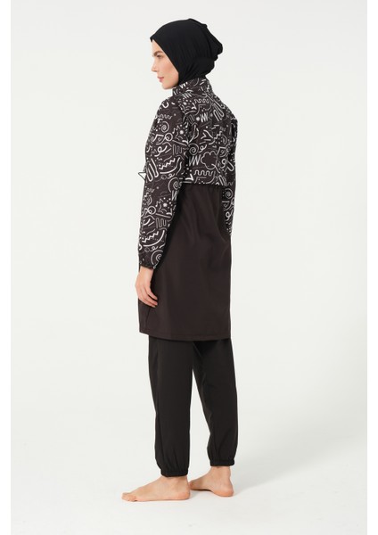 Kadın Jileli Hızlı Kuruyan Tam Kapalı Tesettür Mayo 22110-25 Siyah indirimleri