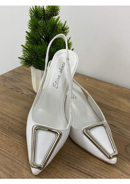 0000057 Metal Toka Detay Kadin Stiletto Topuklu Ayakkabi
