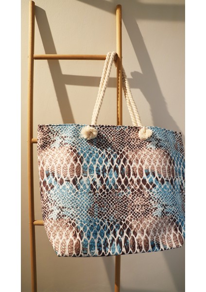 Kadın Yılan Derisi Desenli Çanta - Renkli - Fermuarlı- 50*35 Cm- Plaj Çantası modelleri