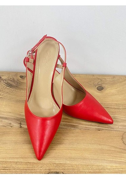 000047 Renk Kırmızı Kadın Sivri Burun Arkası Açık Stiletto indirimleri