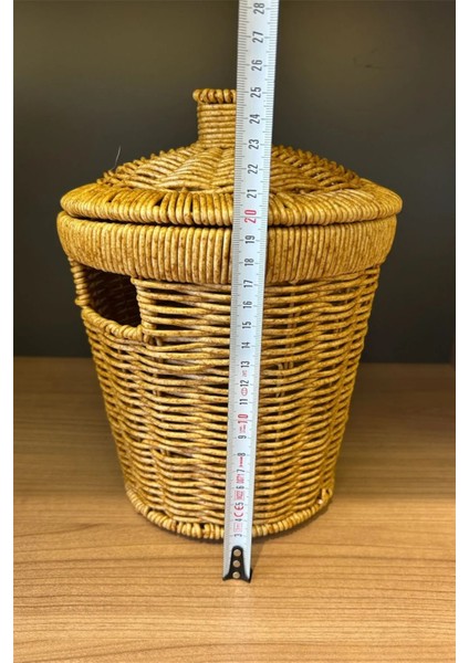 Wicker Küçük Boy Hasır Kapaklı Patates Soğan Sepet Sunum Sebzelik Örgü Çamaşır Sepeti Dekor fiyatları