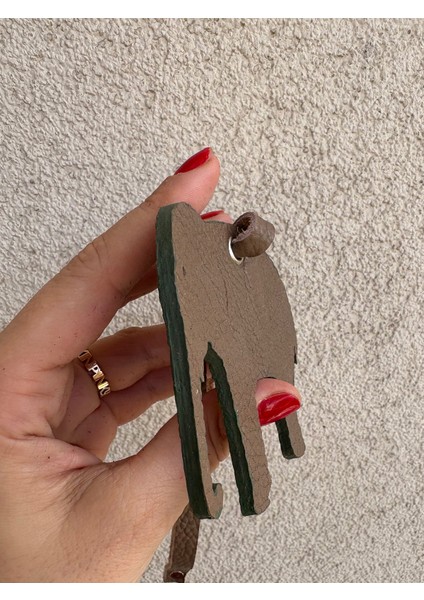 Pinkylola -Bereketli Fil Model-Vizon Hakiki Deri Çanta Süsü,bag Charm modelleri