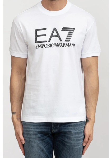 Bisiklet Yaka Erkek T-Shirt-Beyaz