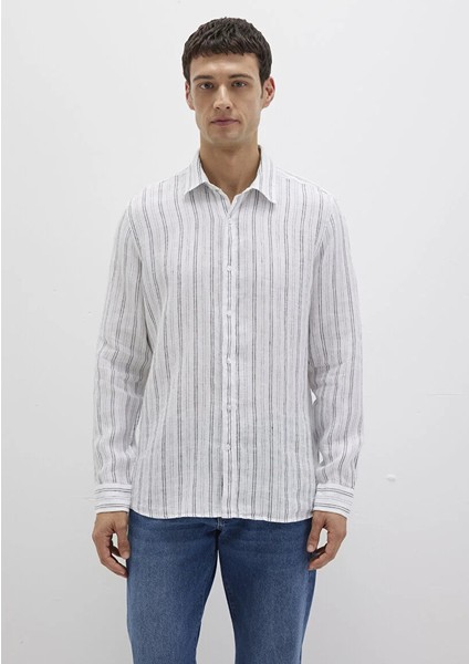 Çizgili Beyaz Siyah Erkek Gömlek M0211695-90914 modelleri