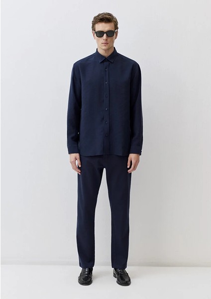 Erkek Lacivert M0211650-70490 Uzun Kollu Gömlek