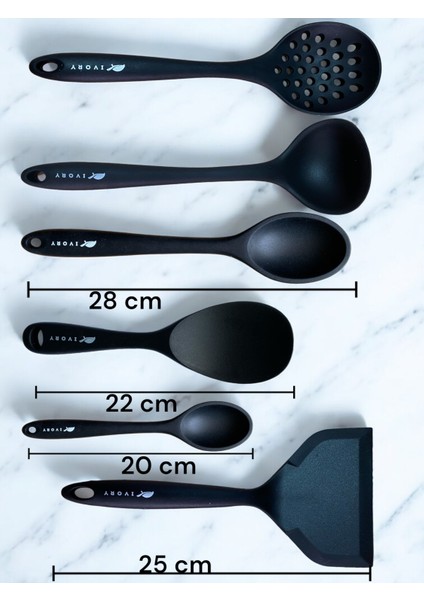 Isıya Dayanıklı Silikon Maşa Kevgir Kepçe Spatula Kaşık Seti (30-28-22-20 Cm) 14 Parça fiyatları