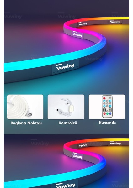 APP Mobil Uygulamalı Sese Duyarlı WIFI Özellikli IP67 RGB-IC Akıllı Led Neon Akıllı Aydınlatma (3 Metre - 5V)