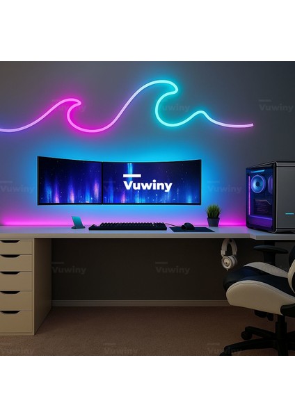 APP Mobil Uygulamalı Sese Duyarlı WIFI Özellikli IP67 RGB-IC Akıllı Led Neon Akıllı Aydınlatma (3 Metre - 5V)