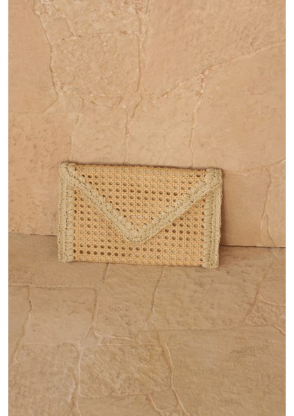 Sole Hasır Clutch Çanta Bej fırsatları