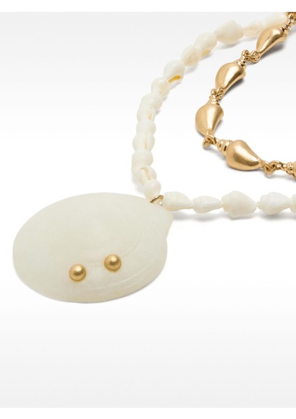 Deniz Kabuklu Boncuklu Kolye Seti modelleri